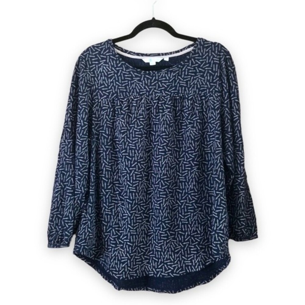 Boden Freya Arrow Print Top Long Sleeve Blue Pink Size Medium Novelty Dopamine